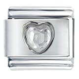 April Diamond Birthstone Heart Italian Charms Bracelet Link