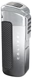 Colibri Cigar Lighter Punch Flare Grey Black Silver Triple Torch Flame (QTR999303)