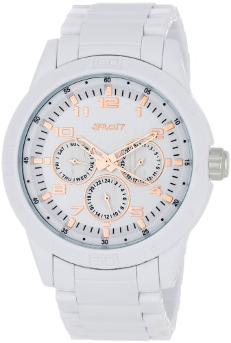 Sprout Unisex ST3204WTWT Eco-Friendly Multi-Function Dial and White Corn Resin Bracelet Watch