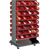 16 Shelf Bench Rack With 128 Bins 4 Inch Wide