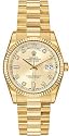 Rolex Oyster Perpetual Day-Date 18kt Yellow Gold Diamond Mens Watch 118238DD