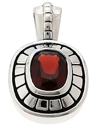 CleverEve Designer Series Sterling Silver Bezel Pendant w/ Cushion-Cut Genuine Red Garnet
