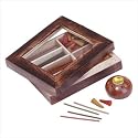 INCENSE KIT GLASS WOOD DISPLAY BOX SET STICKS HOLDER