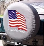 Hummer H1 Black Bungee Tire Cover (United We Stand and American Flag)