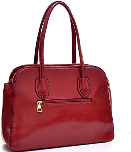 Dasein Triple Zip Emblem Shoulder Bag, Satchel, Tablet Bag, iPad Bag - Red