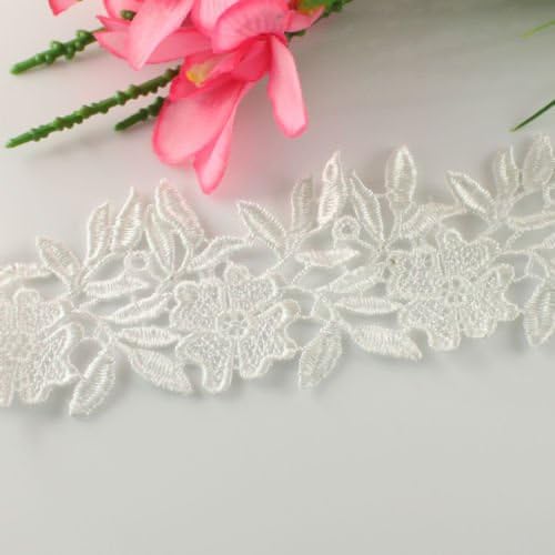 2 Yards Off-white Embroidered Flower Floral Net Lace Trim Ribbon Handicrafts DIY