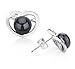 Katie Heart Black 7-8mm AA Quality Freshwater 925 Sterling Silver Pearl Earring Set