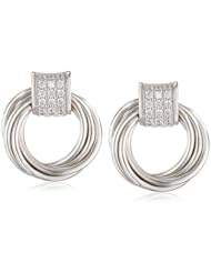 Sterling Silver Simulated Diamond Trinity Knot Drop Earrings
