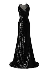 Plus Size Tea Length Mermaid Sleeveless Chiffon Sheer Sequined Lace Backless Evening Dress/Party Dress  with a Brush/Sweep Train 