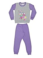 Cotonella Pijama Serafino Largo Niña-Bunny Star (Gris Jaspeado / Lila)