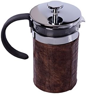 Gourmet 2.5 Cup Chrome French Press Coffee Brewer with Brown Heat-Sealing Sleeve