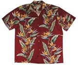 Bird of Paradise Panel (New) Men's Hawaiian Aloha Shirt in Red - XL