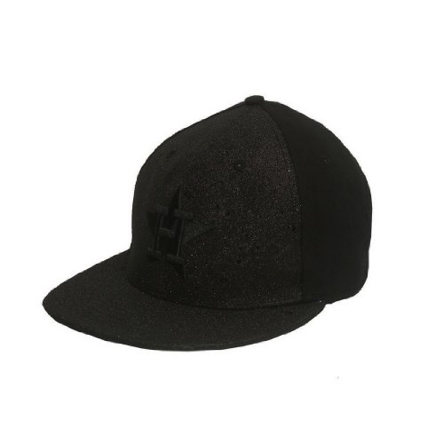 Mens MLB Houston Astros Non Stretch Fitted Baseball Cap / Hat - Black (Size: M)