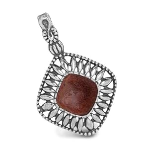 Relios Sterling Silver Red Sponge Coral Pendant Enhancer