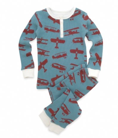 Hatley Boys 2-7  Flying Bears  All Over Print Thermal P.j. Set, Mineral, 7