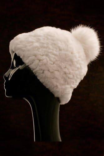 Knit Rex Rabbit Gumdrop Hat w/Pom-Pom (White)