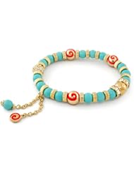 Lauren G Adams Girls Rhodium Bead Bracelet with Turquoise Enamel