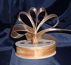 Sheer Organza Ribbon Mono Edge - 3/8" - 25 Yards (75 FT) - Gold