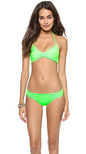 L*Space Womens L*Solids Halter Bikini Top Neon Lime