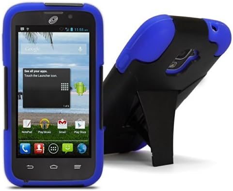 ZTE Majesty Case, MagicMobile® Hybrid Shockproof Impact Resistant Rugged Armor Defender with Kickstand / Black - Blue ( For Model Z796C)