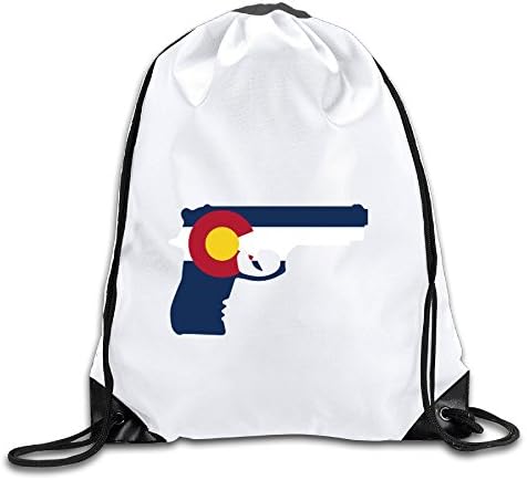 YCTBBAGS Gun Decals Colorado State Flag Drawstring Backpack Bag Gym Sack