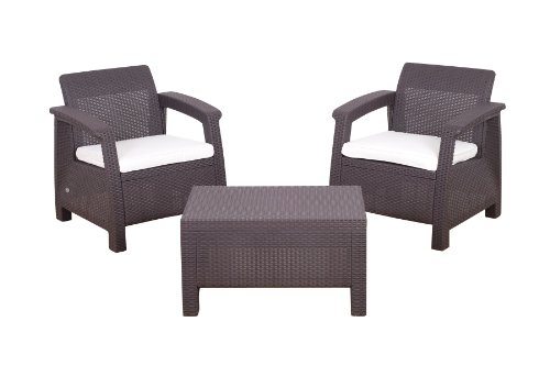 Atlantic Tahiti 3-Piece Conversation Set by Keter, Brown