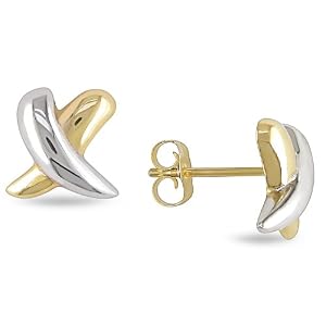 14k White Yellow Gold Ear Pin Earrings 14KY A1 (medium) Butterfly by 