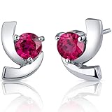 Illuminating 2.50 Carats Ruby Round Cut Earrings in Sterling Silver Rhodium Finish