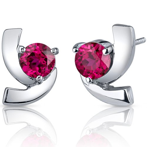 Illuminating 2.50 Carats Ruby Round Cut Earrings in Sterling Silver Rhodium Finish