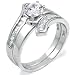 Silver Wedding Engagement CZ Ring Set - size 5