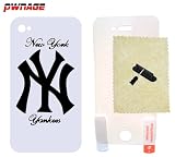 New York Yankees iPhone 4 & 4s Case (White) + 4x Accessories (Pwnage)
