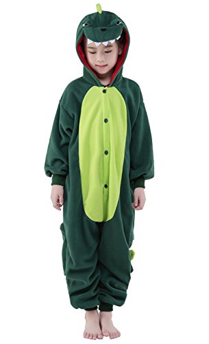 Newcosplay Children Unisex Pajamas Kids Animal Costume Cosplay Sleeping Wear (125, Dinosaur)