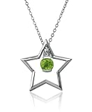Sterling Silver Peridot Star Pendant, 18"