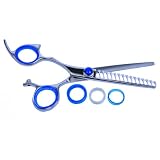 Shark Fin Hair Shears Professional Line Stainless Left Handed Non-Swivel Texturizer 15T Texturizer + Scissor Case + Bella Via Hair Glitz Shimmering Hair Tinsel the Hottest Trend in Hair Accessories