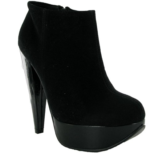 R81 New Womens Black Platform Ankle Boots Sizes 3-8 Uk