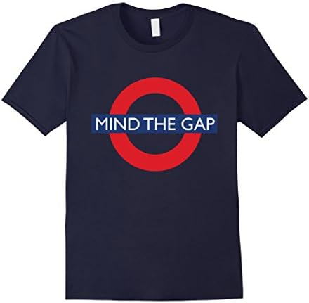 Men's Mind The Gap T-Shirt - British Shirt - Mens Womens - London Large Navy