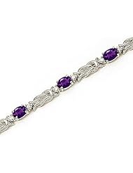 14kt Yellow Gold Oval Amethyst and Diamond Bracelet