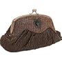 Beaded, Satin Clutch, Evening Bag - Alicia (61 8804) (Brown)
