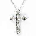 10K White Gold Diamond Cross Pendant