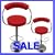 PAIR OF RED FAUX LEATHER BAR STOOLS