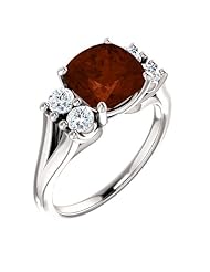 Platinum 8.00x8.00mm Antique Cushion Cut Mozambique Garnet and Diamond Ring -- LIFETIME WARRANTY