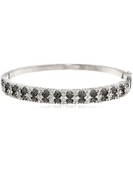 Sterling Silver Black and White Diamond Bangle Bracelet(1.58Cttw, I-J Color, I2-I3 Clarity)