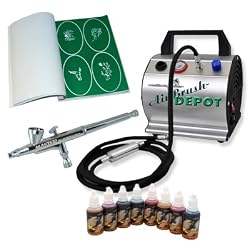 SALON AIRBRUSH TATTOO KIT 8 Includes: COMPRESSOR, HOSE, AIRBRUSH, INK, AND STENCILS