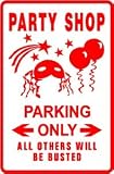 PARTY SHOP PARKING balloons card supply sign