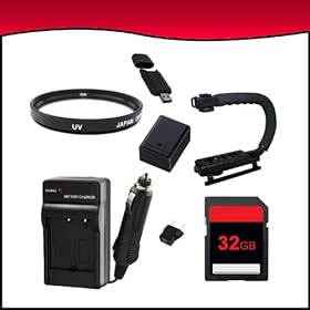 Deluxe Accessory Battery and Charger Package Kit for Canon VIXIA HFM50/HFM500/HFM52 Full HD Camcorders includes BP727 Battery + BP727 Charger + 32GB SD Memory Card + USB SD Card Reader + Camcorder Action Grip Handle + Ultra Violet Filter