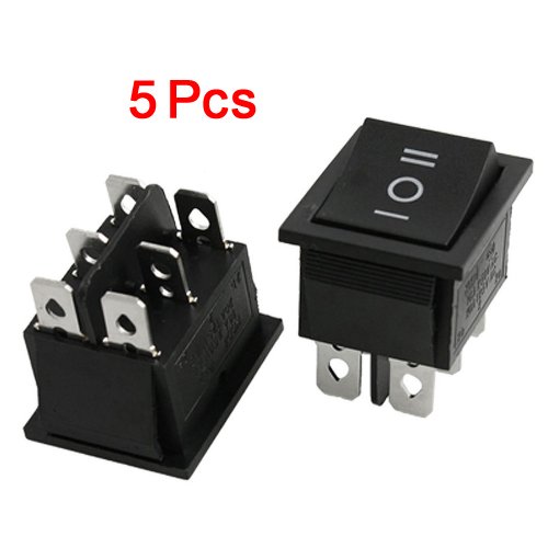 Amico 5 pcs x 6 Pin DPDT ON-OFF-ON 3 Position Boat Rocker Switch 15A/250V 20A/125V AC