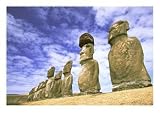 15 Moais, Ahu Tongariki, Easter Island, Chile Architecture Photographic Poster Print by Walter Bibikow, 40x30