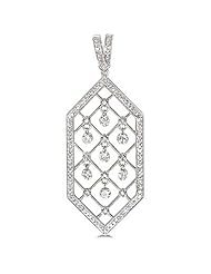 14K White Gold Diamond Dashing Diamonds Pendant With 18 Inch Rope Chain