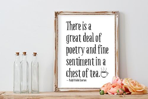 Kitchen Wall Art - Gifts For Tea Lovers - Ralph Waldo Emerson Quote - Tea Wall Art - Tea Quote Decor - Watercolor Decor - Tea Cup And Saucer