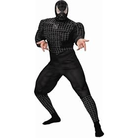 Black Spiderman  Deluxe Muscle Adult Costume - Size 42/46